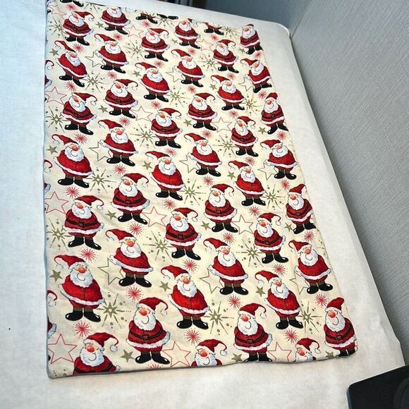 Handmade Christmas Santa Clause Pillowcases Standard Cream Red Stars Holiday Set - Picture 7 of 8